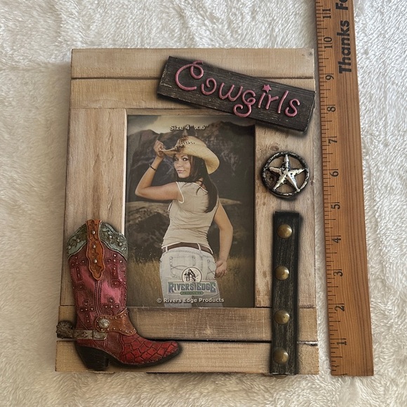 River Edge Brand Western Boots Texas Star Photo Frame - Picture 1 of 3